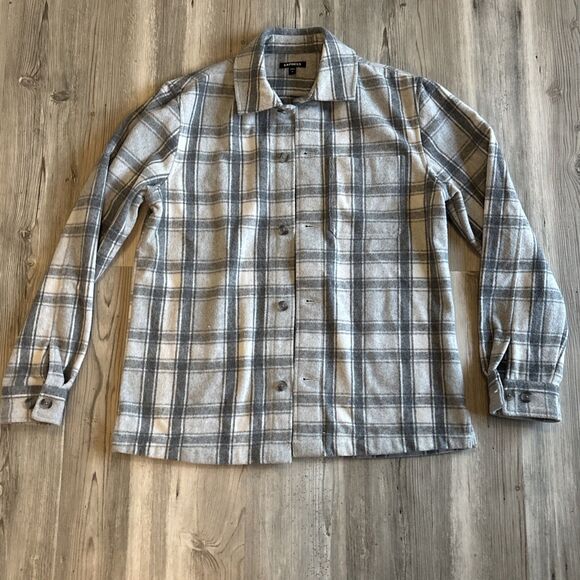 Express Unisex Oversized Wool Blend Shacket Jacket Button Down Size Medium - Picture 1 of 10